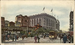 Broadway and 33rd Street - "The Heart of the Tenderloin" Postcard