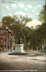 Longfellow Monument and State Street Postcard