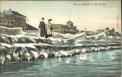 View of Beach in Winter Revere Beach, MA Postcard Postcard Postcard