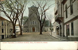 Town Square, 1st Church Burial Hill Plymouth, MA Postcard Postcard Postcard