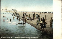 Atlantic City, N.J., Smooth Water bathing at Low Tide Postcard