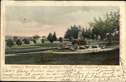 Soldier's Monument and Southern Pacific Depot Soldier's Home, CA Postcard Postcard Postcard