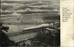 Great Northern Docks, Steamships Dakota & Minnesota Seattle, WA Postcard Postcard Postcard