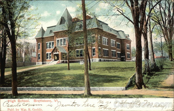 High School Brattleboro, VT Postcard