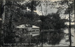 Wellesley College - Boat House and Lake Massachusetts Postcard Postcard Postcard