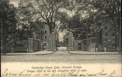 Cambridge Street, Gate, Harvard College, Thayer Hall at the left, Stoughton Hall at right Massachusetts Postcard Postcard Postcard