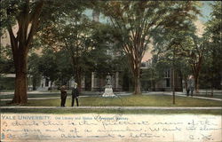 Yale University, Old Library and Statue of President Woolsey New Haven, CT Postcard Postcard Postcard