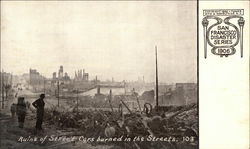 Ruins of Street Cars Burned in the Streets - 1906 Disaster San Francisco, CA Postcard Postcard Postcard