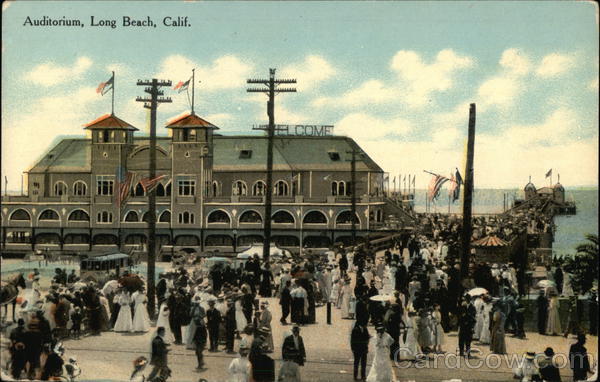 Auditorium Long Beach, CA Postcard