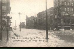 East on 3rd from Main, Dayton Flood, 3-26-13 Postcard