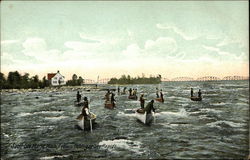 Indians Fishing in Soo Rapids Postcard