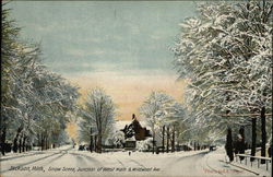 Snow Scene, Junction of West Main & Wildwood Ave. Postcard