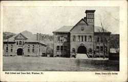 High School and Town Hall Postcard