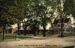 French Catholic Church and Rectory Postcard