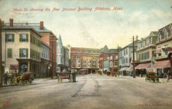 Main Street showing New Bronson Building Attleboro, MA Postcard Postcard Postcard