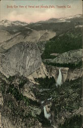 Birds Eye View of Vernal and Nevada Falls Yosemite, CA Yosemite National Park Postcard Postcard Postcard