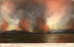 A View of The Burning City at Dusk from the Bay, April 18, 1906 Postcard