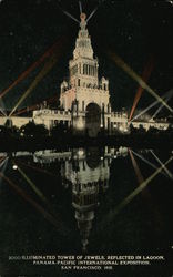 Illuminated Tower of Jewels, Reflected in Lagoon Postcard