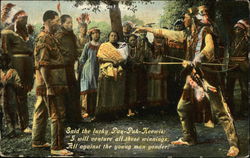 Native American Meeting and Gambling Native Americana Postcard Postcard Postcard