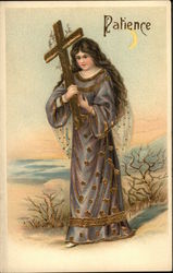 A Woman Carrying a Cross Angels Postcard Postcard Postcard