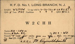 W2CHH Ham Radio Station - Long Branch, NJ QSL & Ham Radio Postcard Postcard Postcard