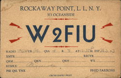 Ham Radio Station W2FIU, Rockaway Point, New York QSL & Ham Radio Postcard Postcard