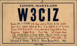 QSL & Ham Radio Card for Linden, Maryland W3CIZ Postcard