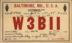 Baltimore, MD W3BII Ham Radio Station QSL & Ham Radio Postcard Postcard