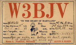 W3BJV - Frederick, MD QSL & Ham Radio Postcard Postcard