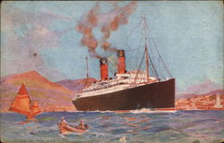 "Cunarder In The Adriatic" - Artist, Opile Rosenhinge Cruise Ships Postcard Postcard Postcard