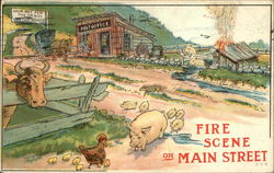 Fire Scene On Main Street Postcard