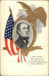 John Tyler with USA Flag Presidents Postcard Postcard Postcard