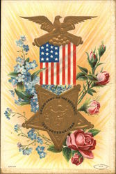 Star, Flag, Flowers and Eagle Representing the Grand Army of the Republic Veteran Memorial Day Postcard Postcard Postcard