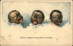 Three Crying Black Babies Black Americana Postcard Postcard Postcard