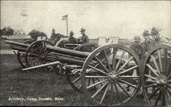 Soldiers with Artillery at Camp Devens, Mass Military Postcard Postcard Postcard