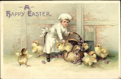 A Happy Easter with Boy Chef and Baby Chicks With Chicks Postcard Postcard Postcard