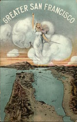 Cloud Angel Looking over Greater San Francisco California Postcard Postcard Postcard