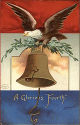 A Glorious Fourth - with Liberty Bell and Eagle 4th of July Postcard Postcard Postcard