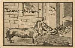 Crying Wiener Dog with Sausages Dachshunds Postcard Postcard Postcard