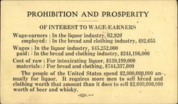 Prohibition and Prosperity - Of Interest to Wage-Earners Postcard