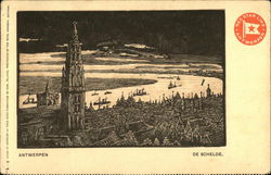 Antwerpen scene with river and boats Postcard