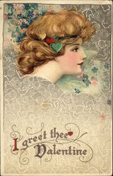 Woman Profile Valentine Postcard