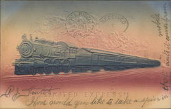 Limited Express Train Embossed Card Locomotives Postcard Postcard Postcard