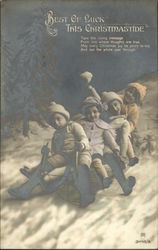 Children Sledding Postcard