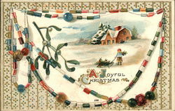 A Joyful Christmas with Child pulling Sled in the Snow Children Postcard Postcard Postcard