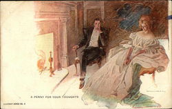 Couple Sitting by Fire Postcard