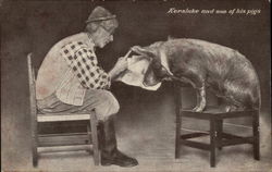 Kerslake and one of his pigs Postcard Postcard Postcard