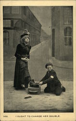 Woman with Manly Feet, Shoe-Shine Boy Postcard