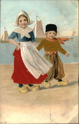 Two Dutch Children by the Water Postcard