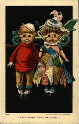 Children with Driving Goggles, Auto, Patchwork Clothing Postcard